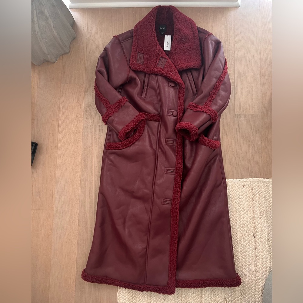 Nasty Gal Brand- Faux leather and shearling aviator style coat